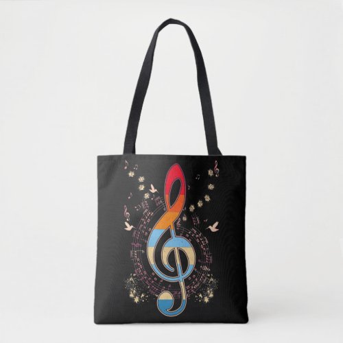 Bass Clef Colorful Musical Notes Bird Lover Tote Bag