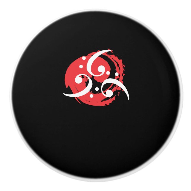 Bass Clef Gift Creative Music Design Musician Ceramic Knob (Front)