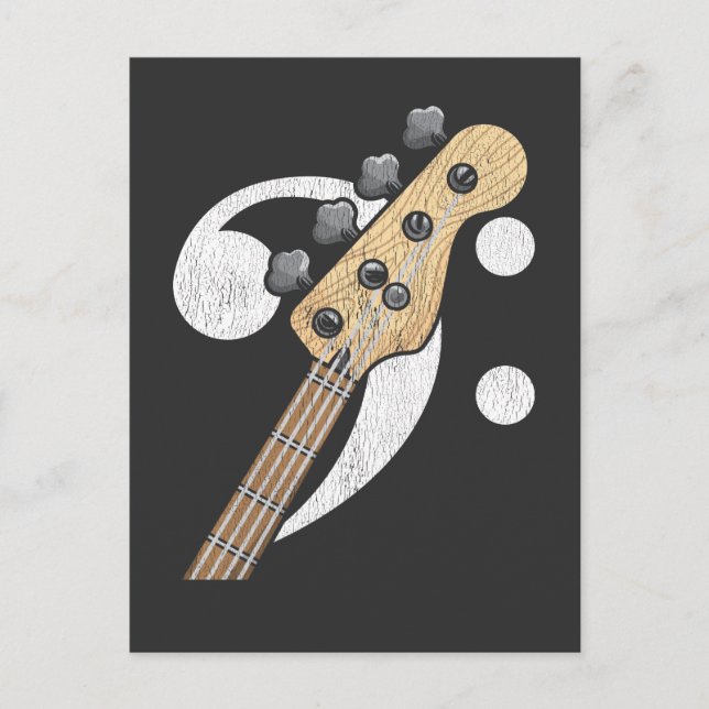 Bass Clef Guitar Bass Player Musician Postcard (Front)