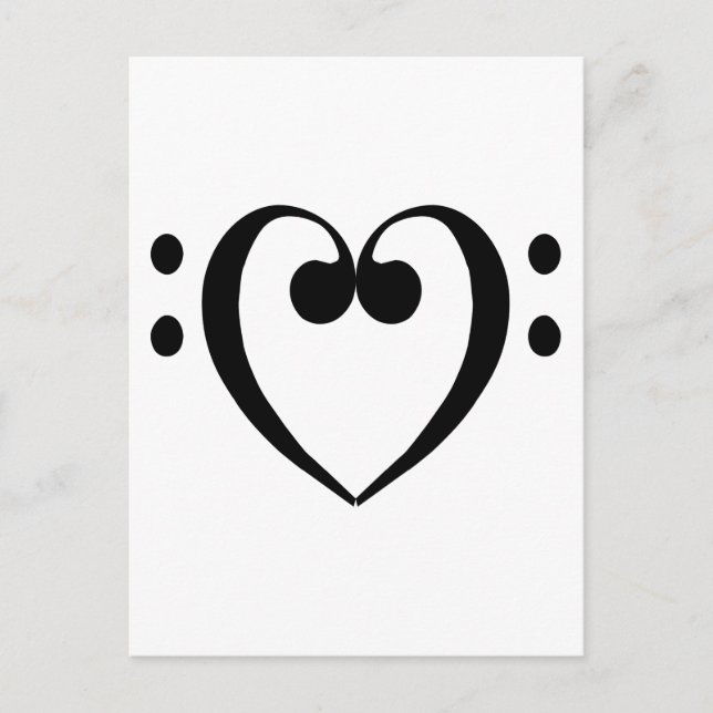 Bass clef heart (black) postcard (Front)