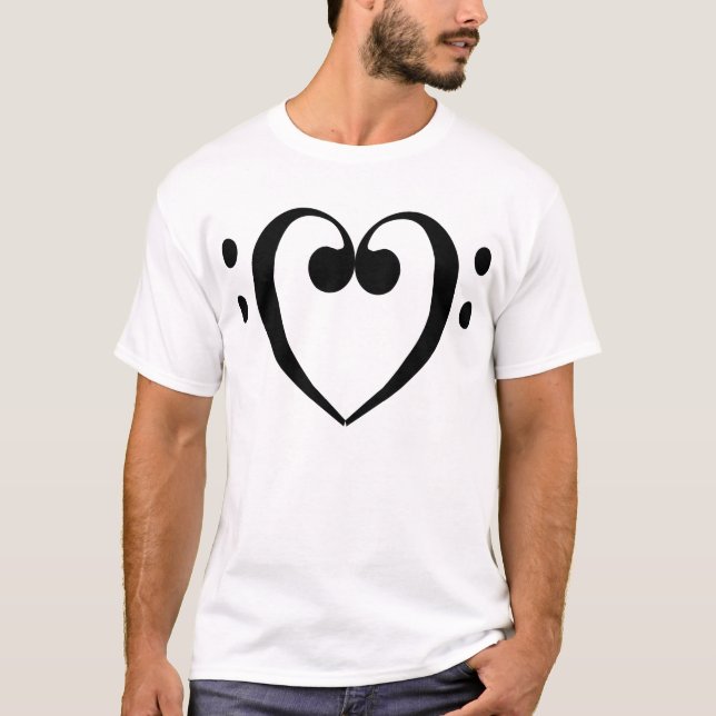 Bass Clef Heart (black) T-Shirt (Front)