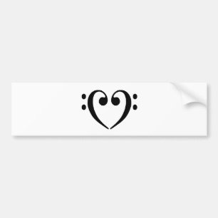 Bass Clef Heart Bumper Sticker