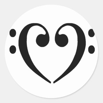 Bass Clef Heart Classic Round Sticker by inkles at Zazzle