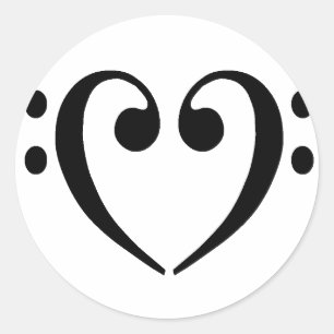 Bass Clef Heart Classic Round Sticker