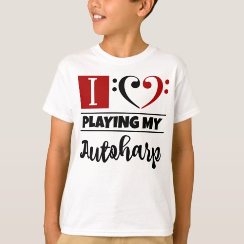 Double Bass Clef Heart I Love Playing My Autoharp T-Shirt