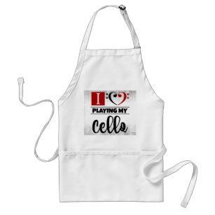 Bass Clef Heart I Love Playing My Cello Adult Apron