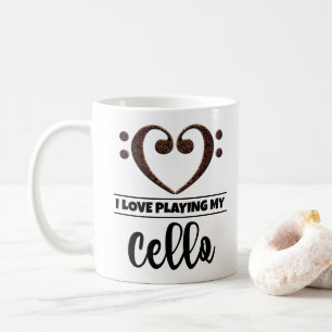 Bass Clef Heart I Love Playing My Cello Coffee Mug