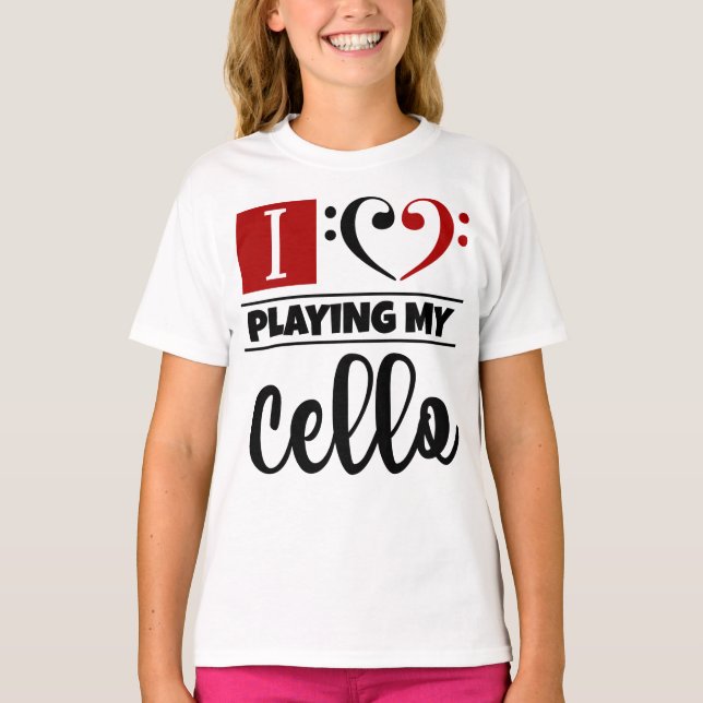 Bass Clef Heart I Love Playing My Cello T-Shirt (Front)