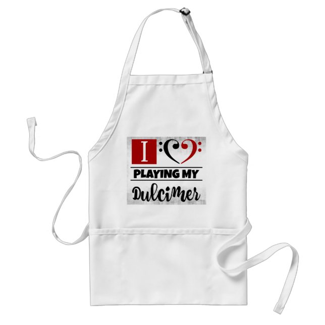 Bass Clef Heart I Love Playing My Dulcimer Adult Apron (Front)