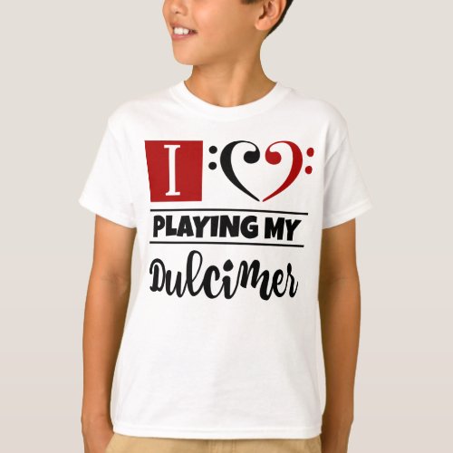 Double Bass Clef Heart I Love Playing My Dulcimer T-Shirt