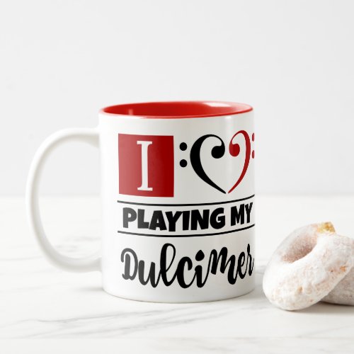 Bass Clef Heart I Love Playing My Dulcimer Two-Tone Coffee Mug