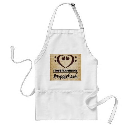 Bass Clef Heart I Love Playing My Harpsichord Sheet Music Adult Apron