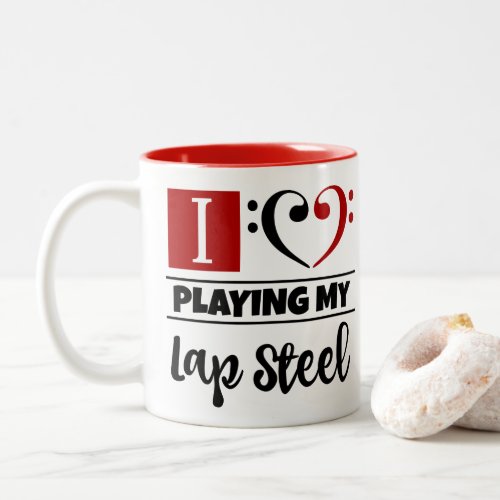 Bass Clef Heart I Love Playing My Lap Steel Two-Tone Coffee Mug
