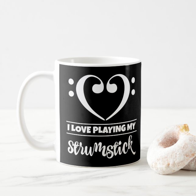 Bass Clef Heart I Love Playing My Strumstick Coffee Mug (With Donut)