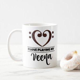 Bass Clef Heart I Love Playing My Veena Coffee Mug
