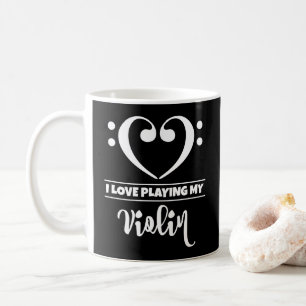 Bass Clef Heart I Love Playing My Violin Coffee Mug