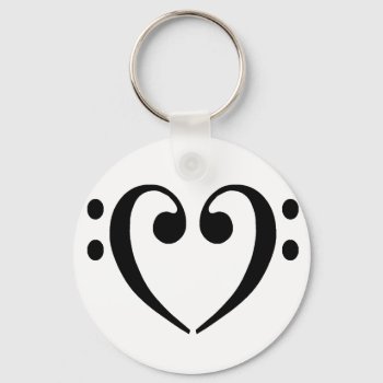 Bass Clef Heart Keychain by inkles at Zazzle