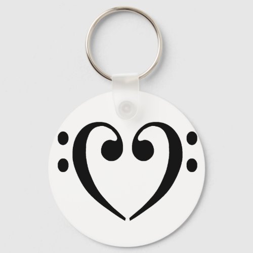 Bass Clef Heart Keychain