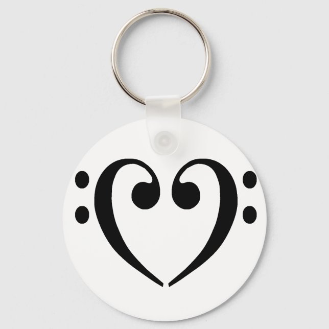 Bass Clef Heart Keychain (Front)