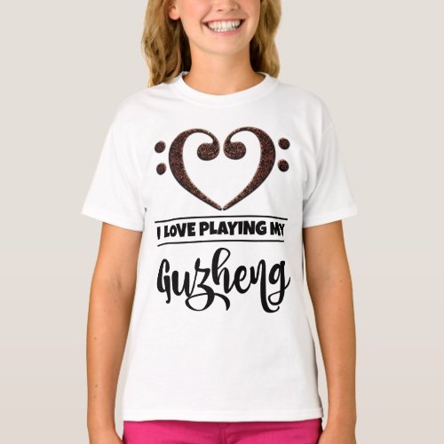 Double Bass Clef Heart I Love Playing My Guzheng T-Shirt