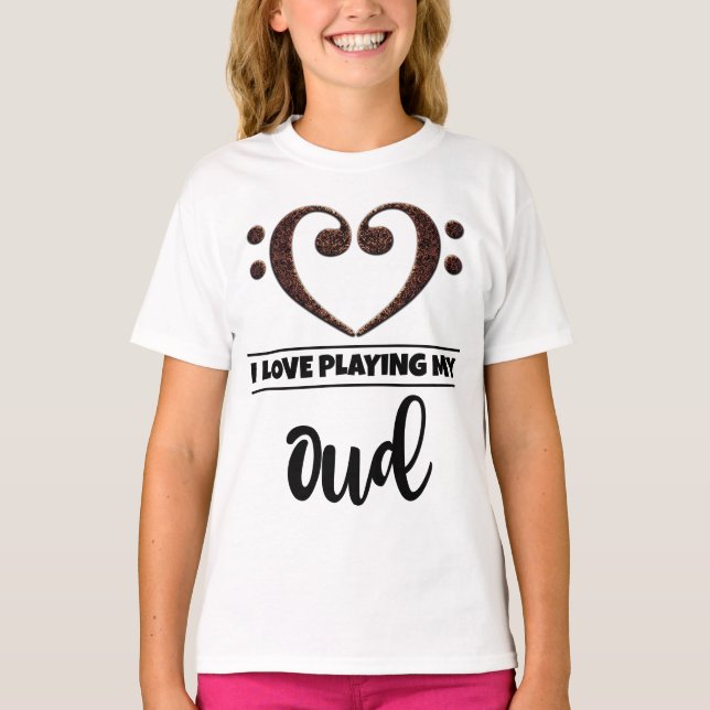 Bass Clef Heart Love Playing Oud T-Shirt (Front)