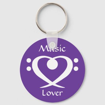 Bass Clef Heart Music Lover Keychain by zortmeister at Zazzle