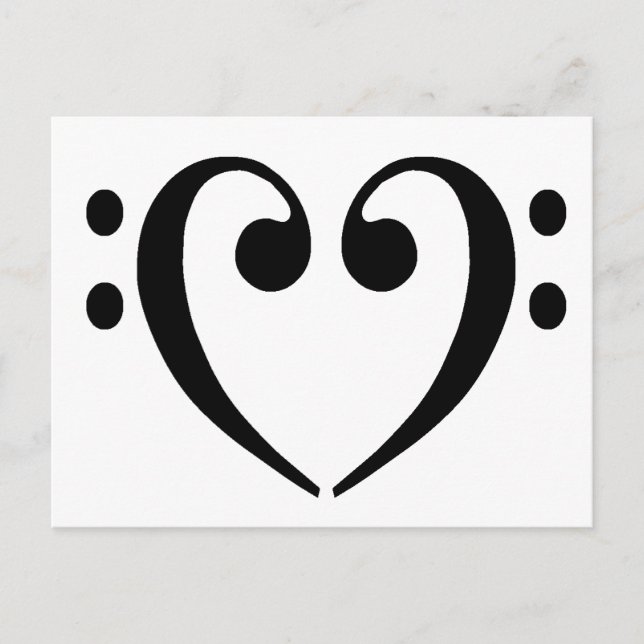 Bass Clef Heart Postcard (Front)