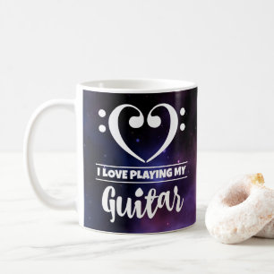 Bass Clef Heart Purple Nebula Love Guitar Coffee Mug