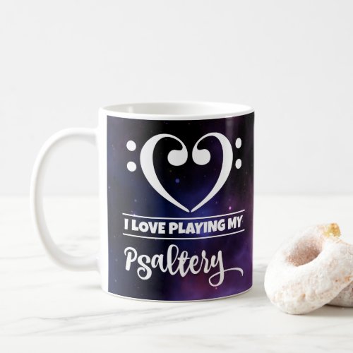 Bass Clef Heart Purple Nebula I Love Playing My Psaltery Coffee Mug
