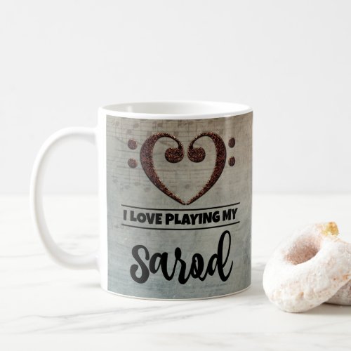 Bass Clef Heart Vintage Sheet Music Sarod Coffee Mug