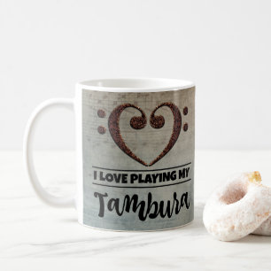 Bass Clef Heart Vintage Sheet Music Tambura Coffee Mug