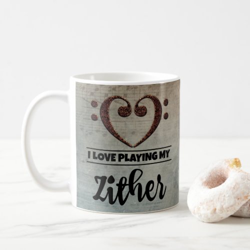 Bass Clef Heart Vintage Sheet Music Zither Coffee Mug