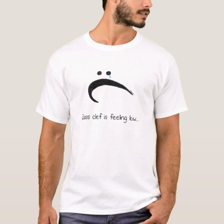 Bass Clef Is Feeling Low - Funny Music Cartoon T-shirt