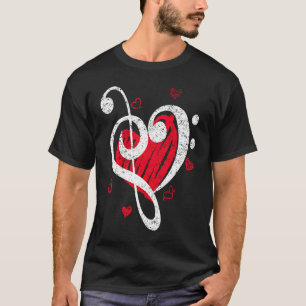 Bass Clef Love Contrabass Jazz Music  Upright Bass T-Shirt
