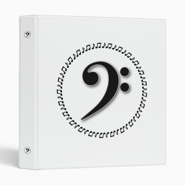 Bass Clef Music Note Design Binder (Front/Spine)
