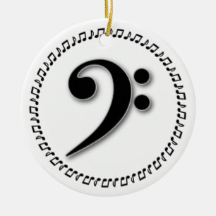 Bass Clef Music Note Design Ceramic Ornament