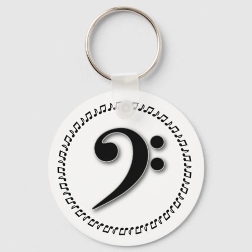 Bass Clef Music Note Design Keychain