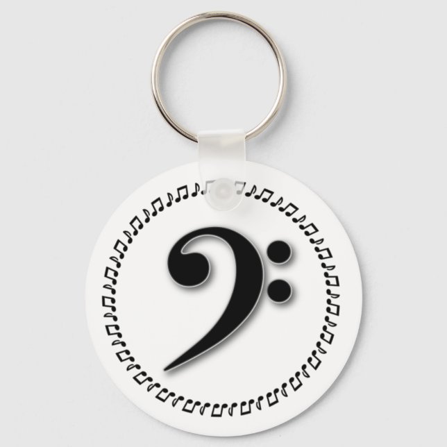 Bass Clef Music Note Design Keychain (Front)