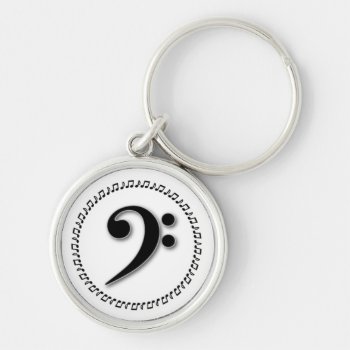 Bass Clef Music Note Design Keychain by warrior_woman at Zazzle