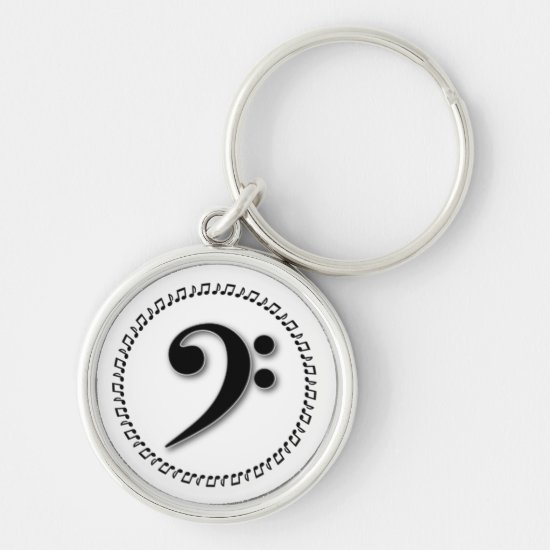 Bass Clef Music Note Design Keychain