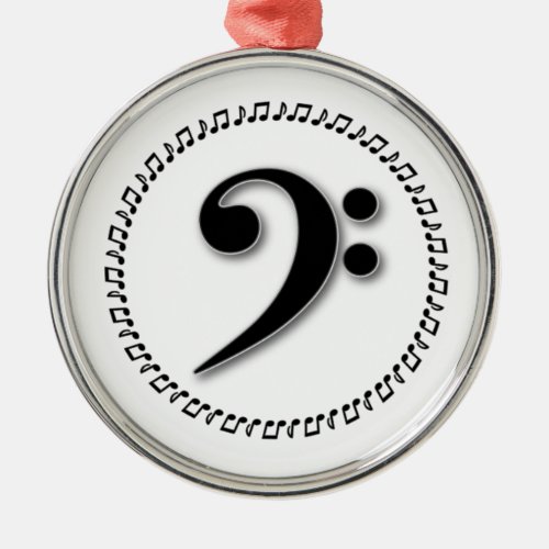 Bass Clef Music Note Design Metal Ornament