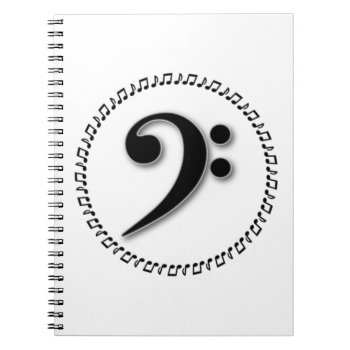 Bass Clef Music Note Design Notebook by warrior_woman at Zazzle
