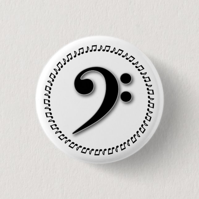Bass Clef Music Note Design Pinback Button (Front)