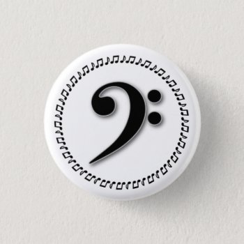 Bass Clef Music Note Design Pinback Button by warrior_woman at Zazzle