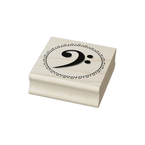 Bass Clef Music Note Design Rubber Stamp