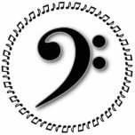Bass Clef Music Note Design Statuette<br><div class="desc">In this simple, black and white design, the bass clef (also known as the f clef) is surrounded by eighth notes in a circular pattern. Ideal for chorus, choir, and band. Would be a great gift for a director, composer, accompanist, or pianist. Use customize button to add names/message to this...</div>