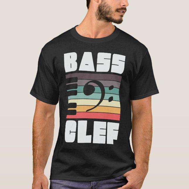Bass Clef Music Notes Digital Art T-Shirt (Front)