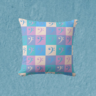Bass Clef Music Pastel Colors Pattern Throw Pillow
