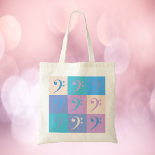 Bass Clef Music Pastel Pattern Tote Bag