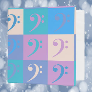 Bass Clef Music Pattern Pastel 3 Ring Binder